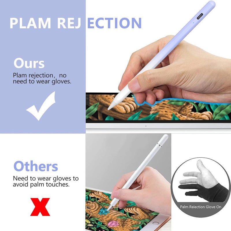 COO ​​​Stylus Pen for iPad 2018-2023 with Palm Rejection, Active Pencil for iPad 10th/9th/8th/7th/6th Generation, for iPad Pro 11/12.9 inch, for iPad Air 5th/4th/3th, for iPad mini 6th/5th Gen(Sky Grey) - Image 5